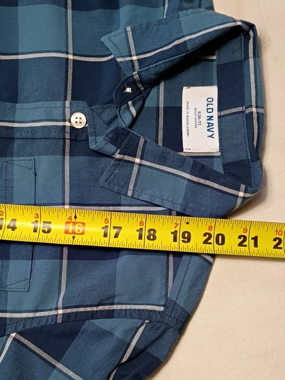 NWT Old Navy Blue Plaid Long Sleeve Button-Down Shirt Boys Size Small 6-7